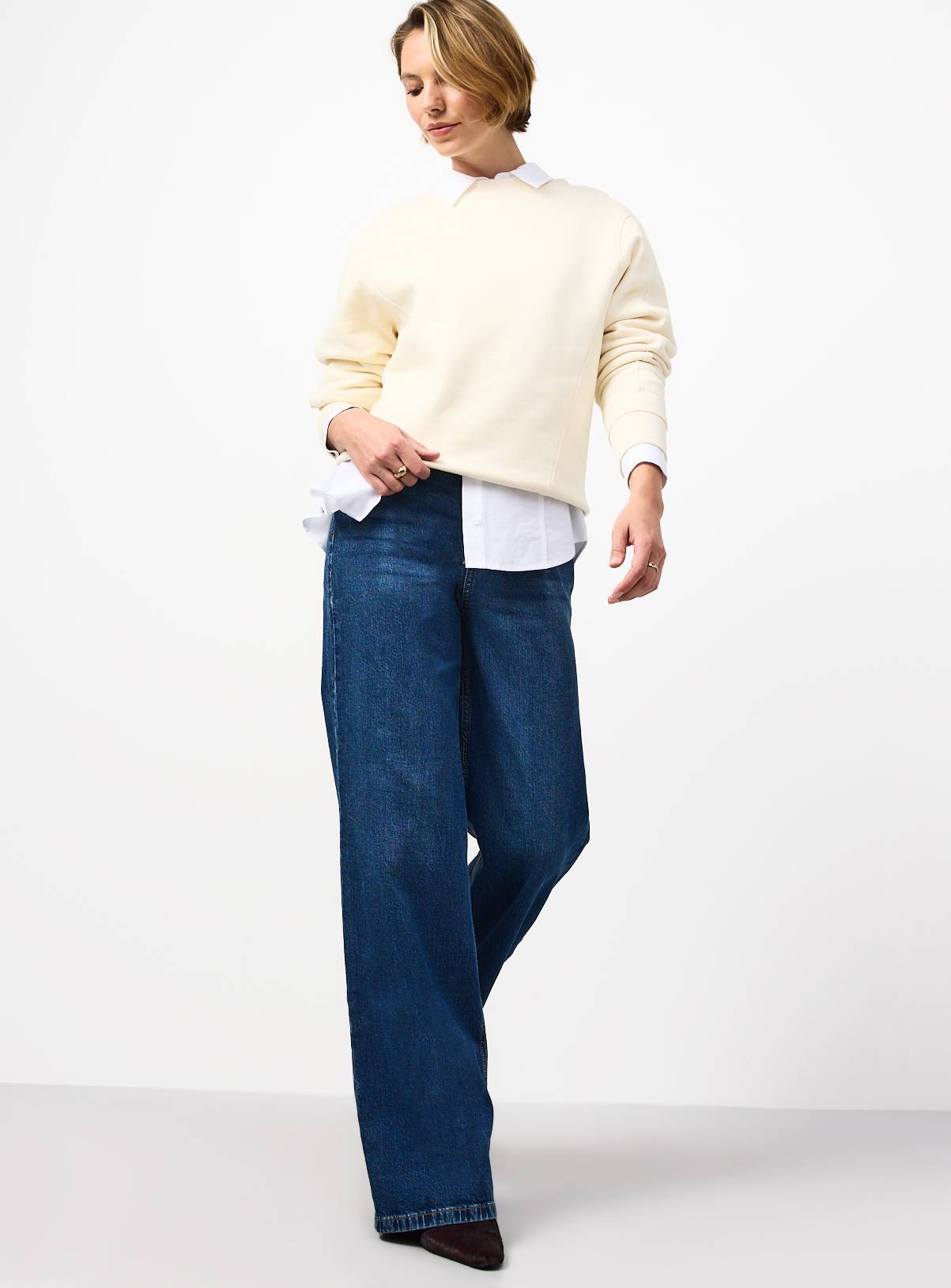 Wide Leg High Rise Blue Denim Jeans 14R - Image 2